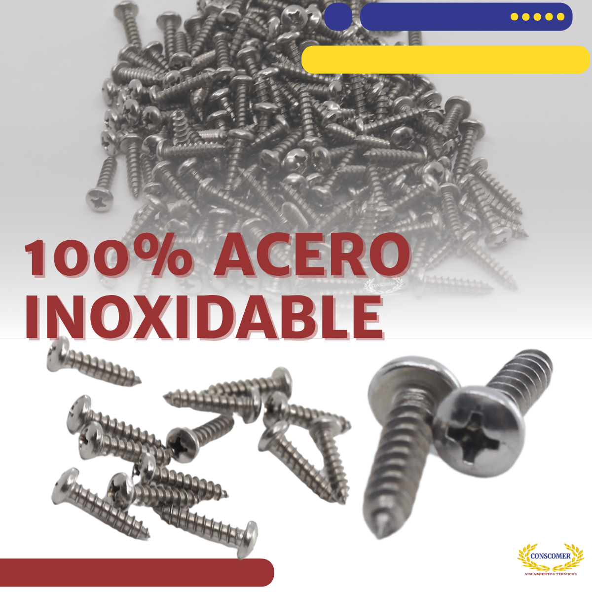 Pija de acero inox. de #8 x 3/4 conscomer