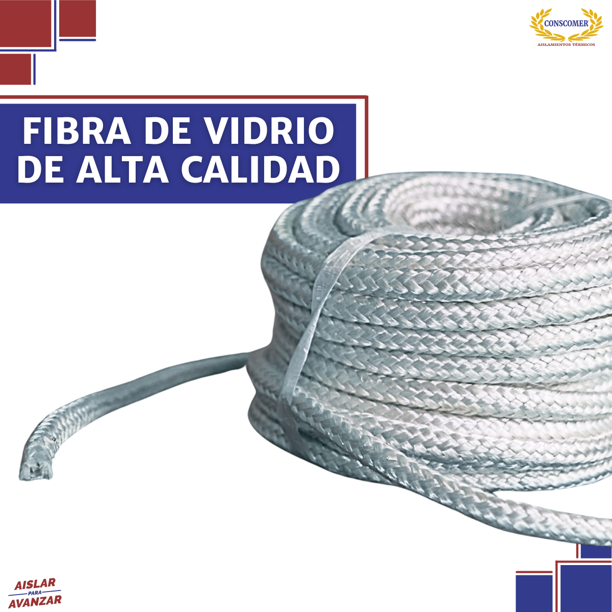 Cordón de fibra de vidrio de 1/2 pulg. x 20m conscomer