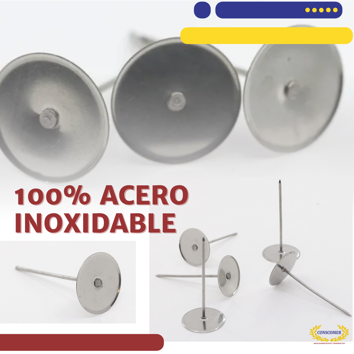 Clavo liso de acero inox. 304 de 4 1/2" de largo. conscomer