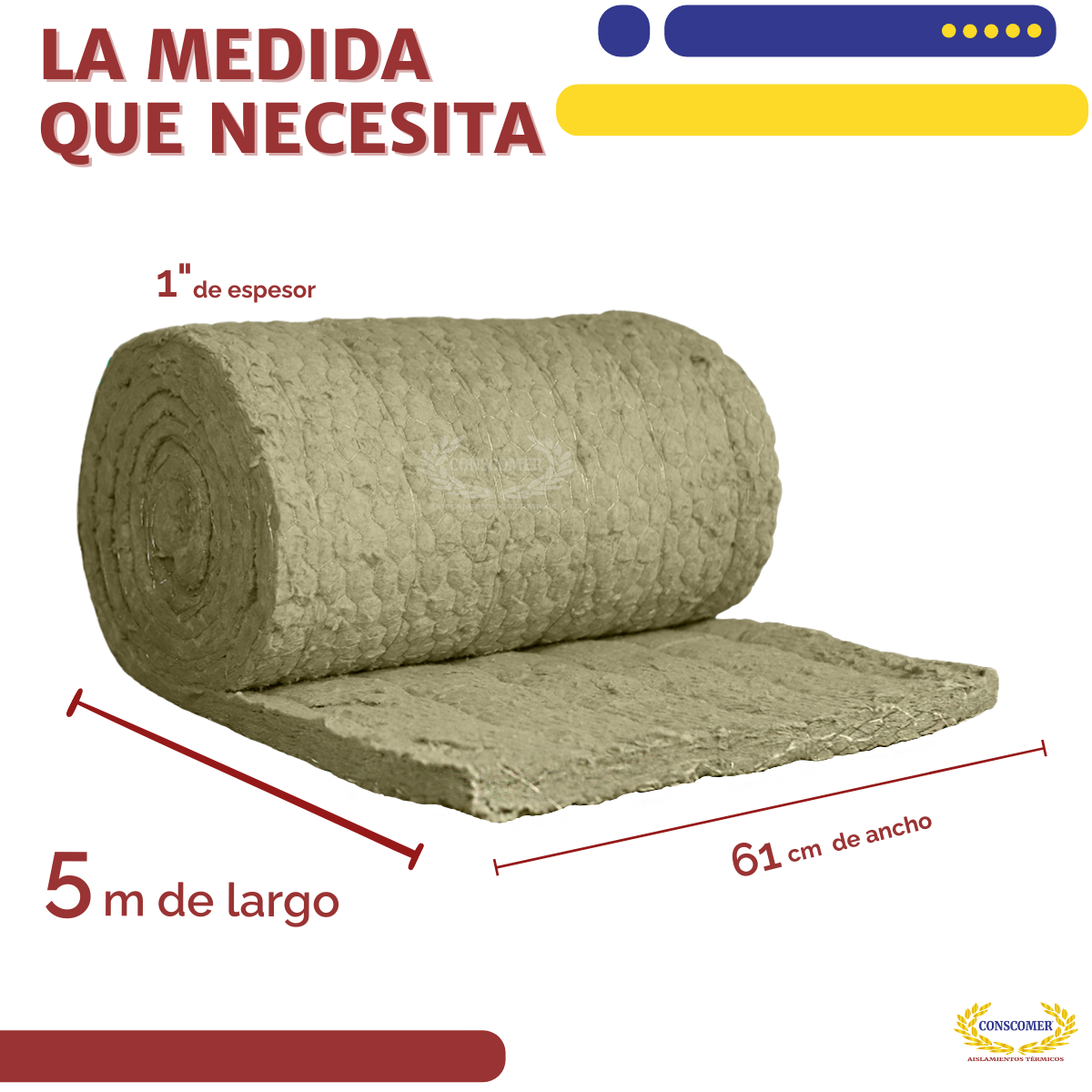 Colcha de 1"lana de roca pespunteada Conscomer