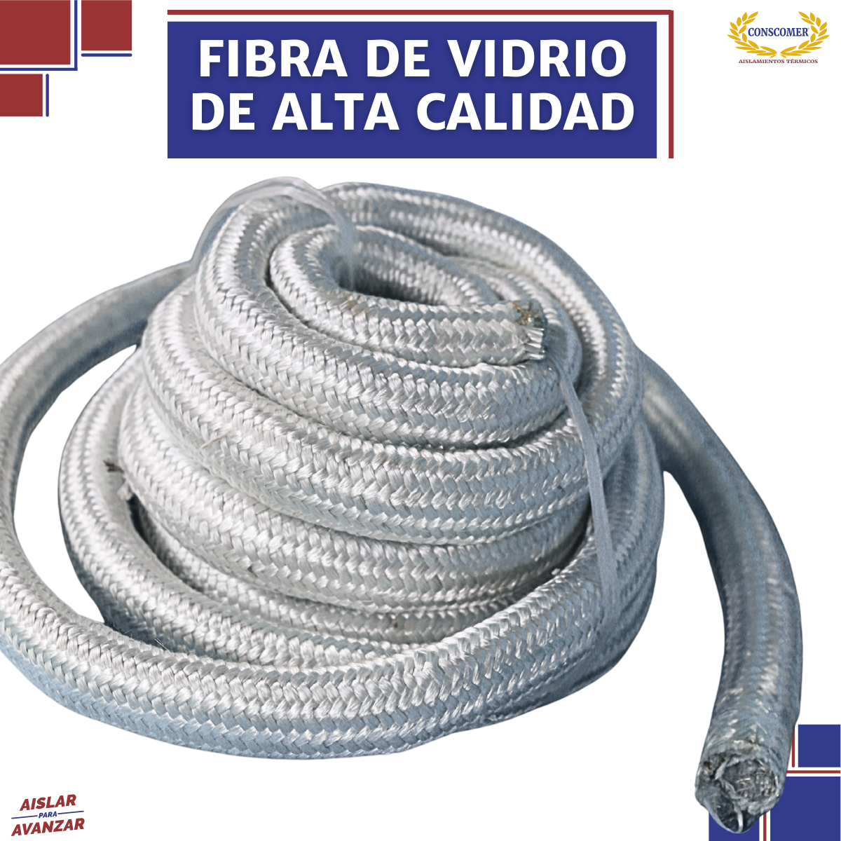 Cordón de fibra de vidrio de 2 pulg.  x 10m conscomer