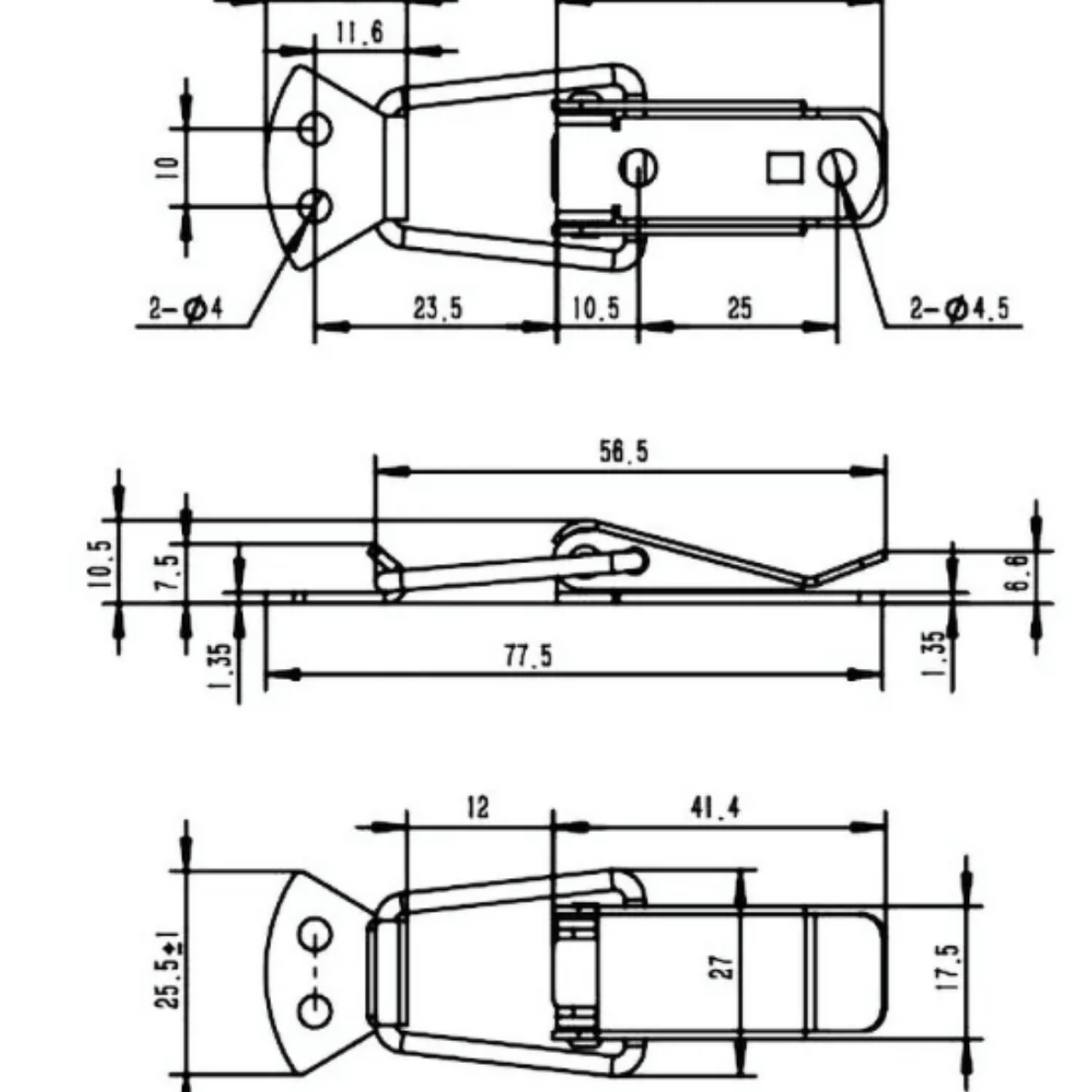Broche de acero inox. 304 de 77mm de largo. Conscomer
