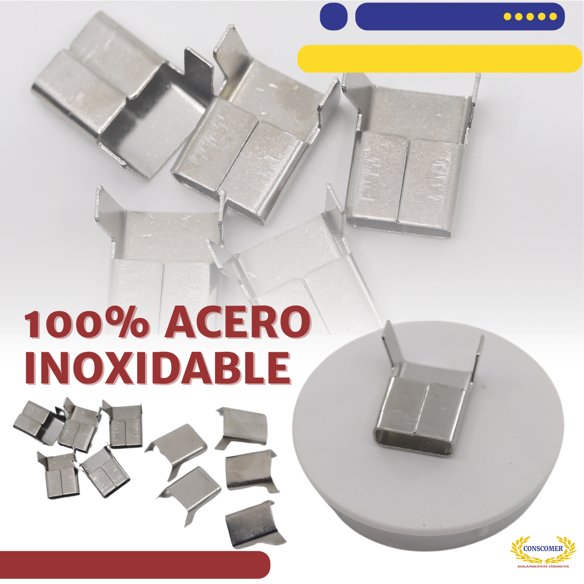Sellos de ala de acero inoxidable 304 de 3/4 cal. 22 conscomer