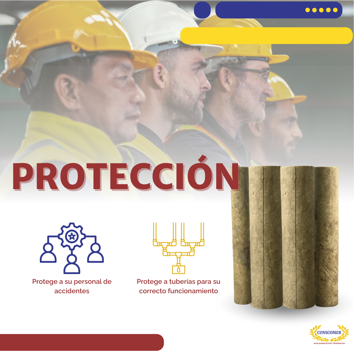 3 1/2 x 1  Preformado de lana mineral, 1 mt de largo conscomer