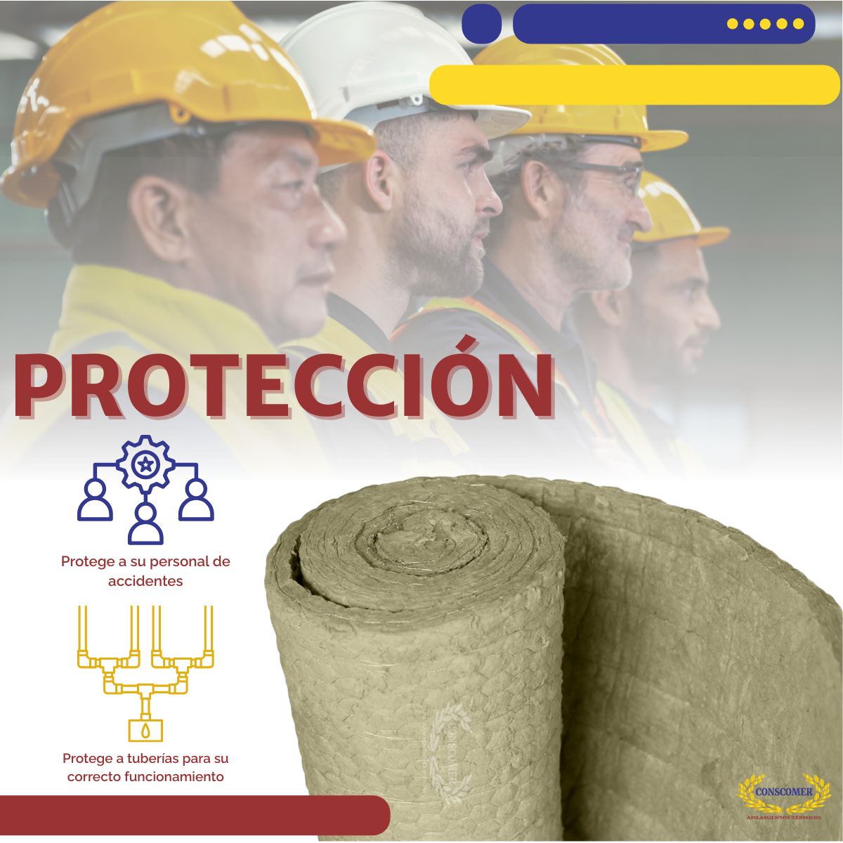 Colcha de 1"lana de roca pespunteada Conscomer