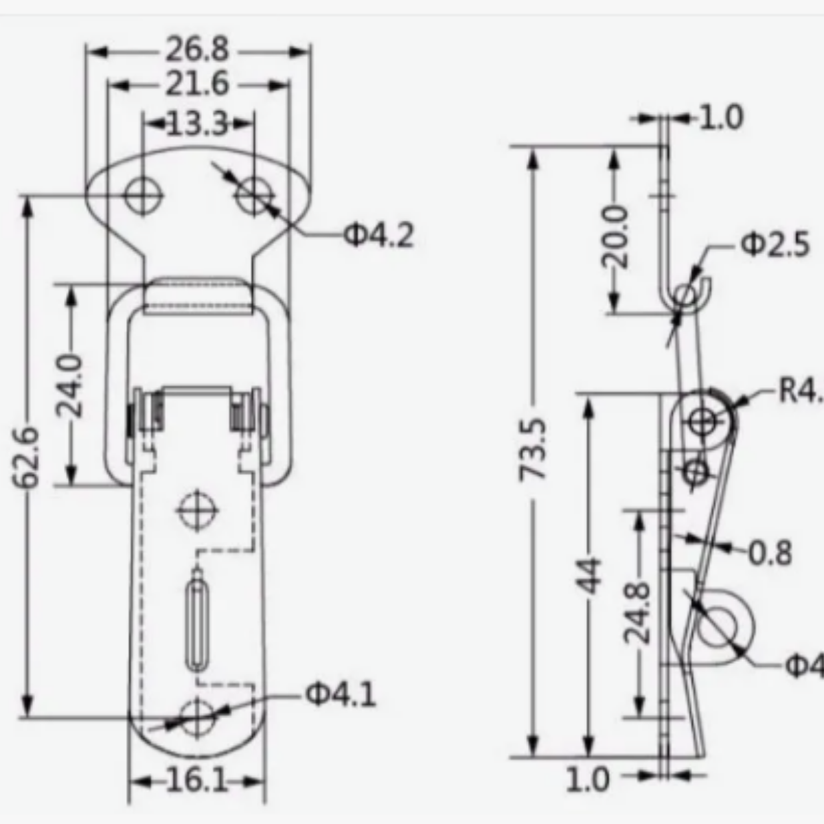 3 piezas broche de acero inox. 304 de 44mm de largo. Conscomer