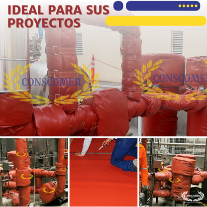 Tela siliconeada 1.52mts X 45 mts terminado ROJO para alta temperatura conscomer