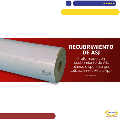 Preformado de lana mineral 1 1/2 x 4 - 1 mt de largo conscomer