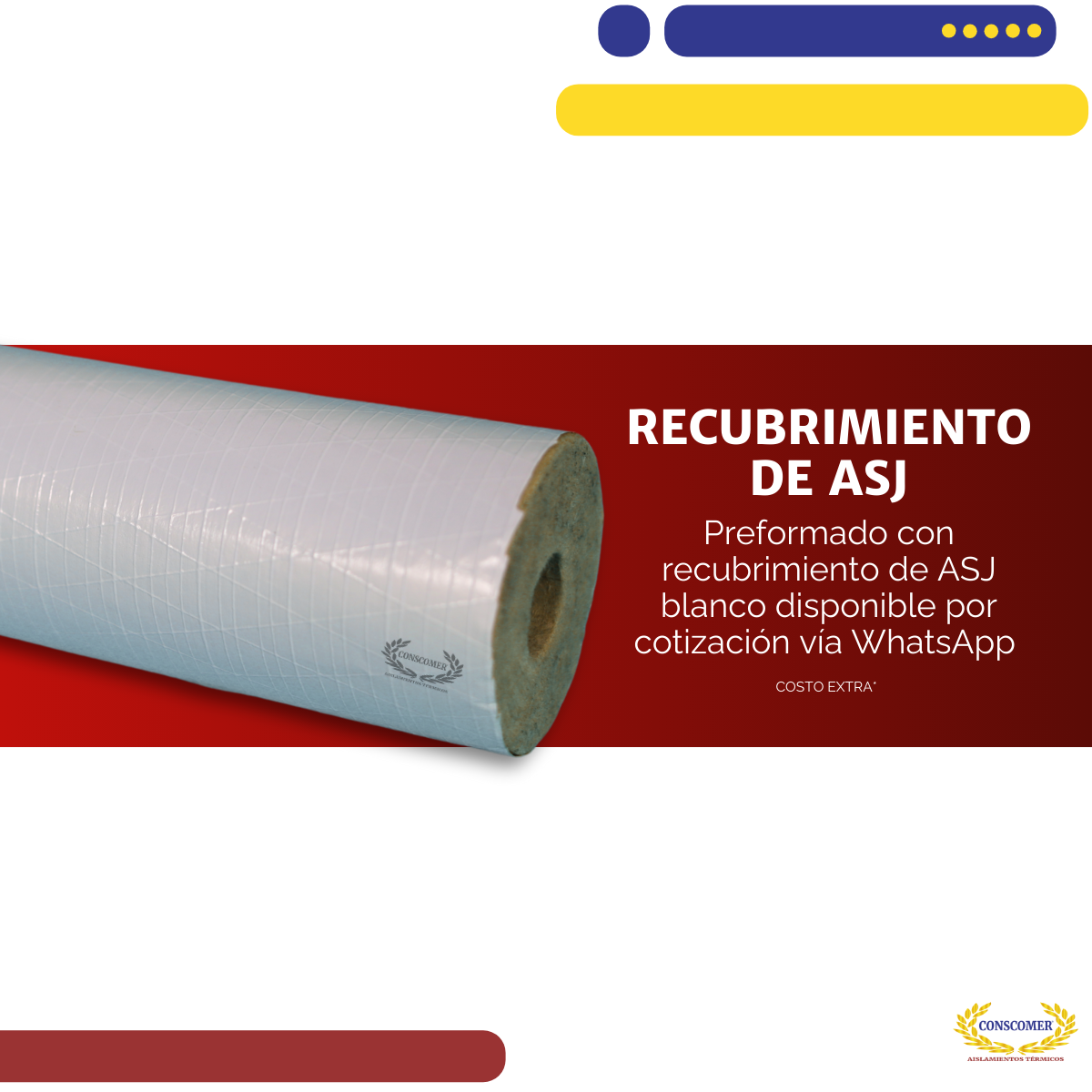 3 1/2 x 1  Preformado de lana mineral, 1 mt de largo conscomer