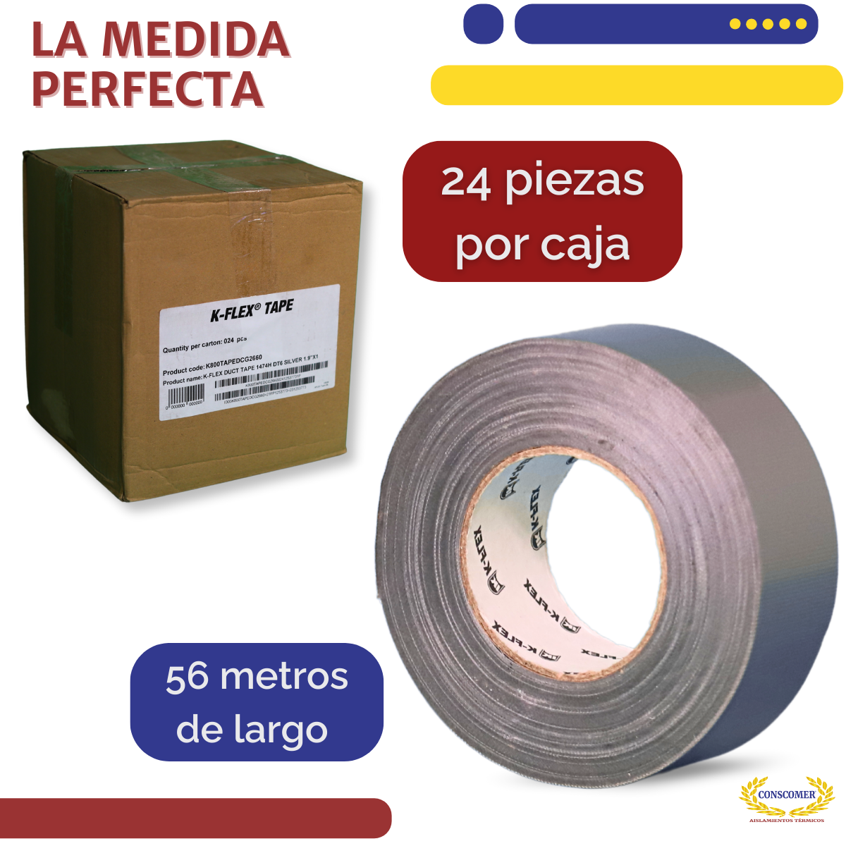 DT-6 Duct Tape, Gray, 6 mil, 1.89  wide x 180' long, 24 Rolls/box conscomer