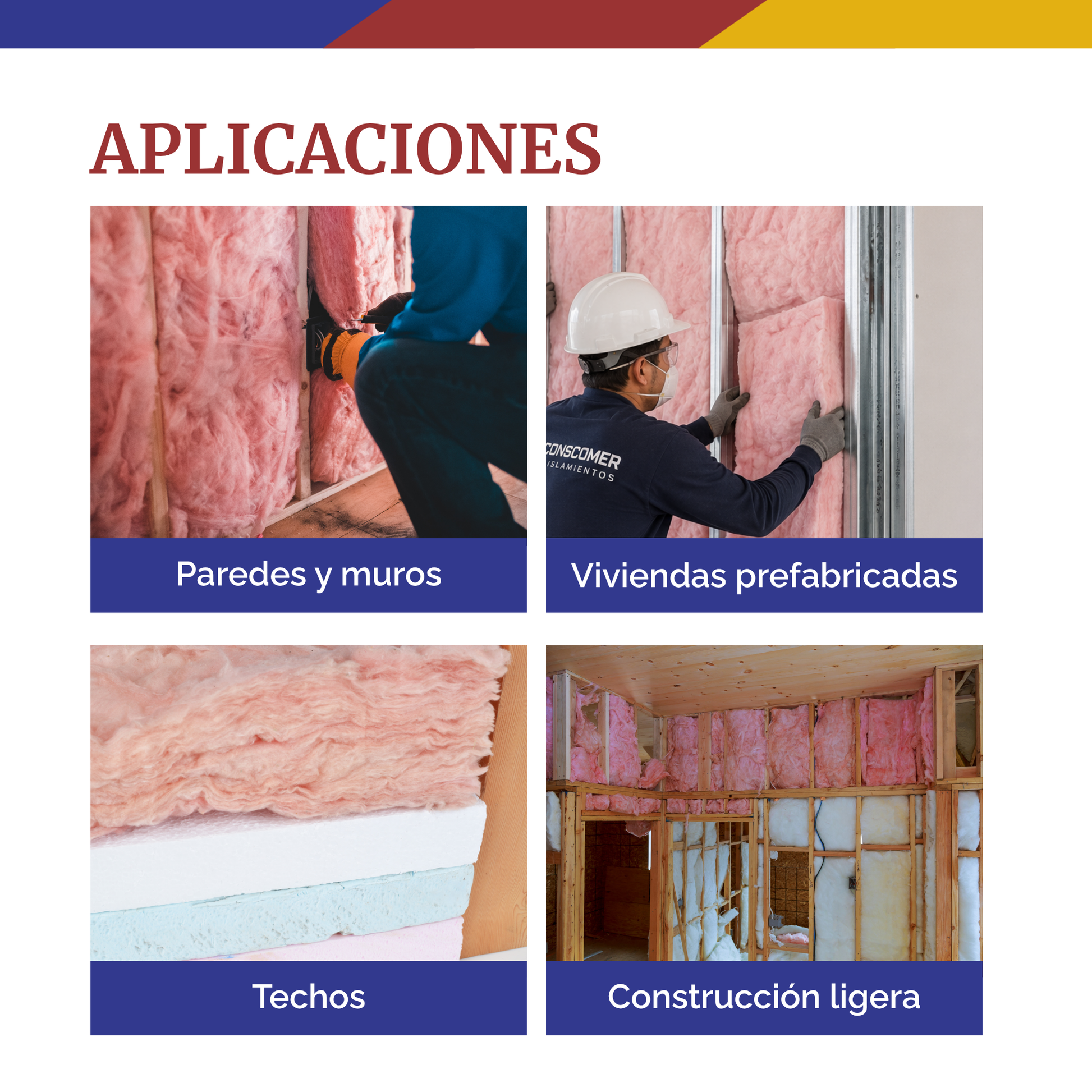 Rollo de Fibra de Vidrio Tipo Aislahogar R11 0.61 m x 15.24 m x 3 1/2” conscomer