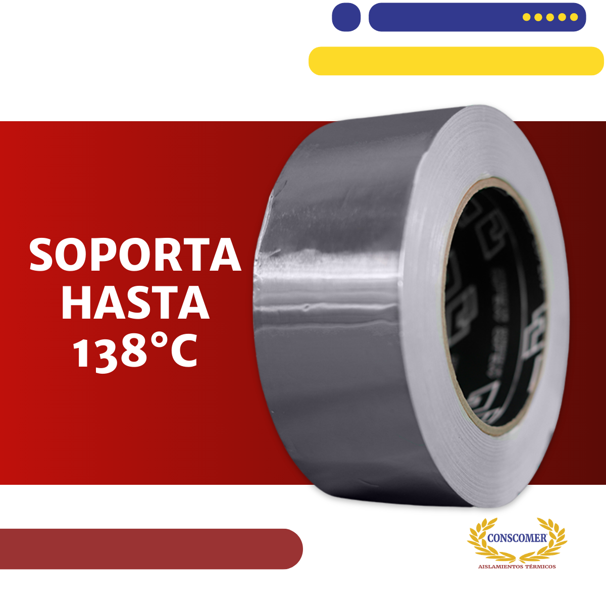 Cinta aluminio lisa 2 pulgadas x 45 metros conscomer