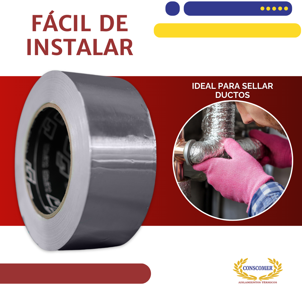 Cinta aluminio lisa 2 pulgadas x 45 metros conscomer
