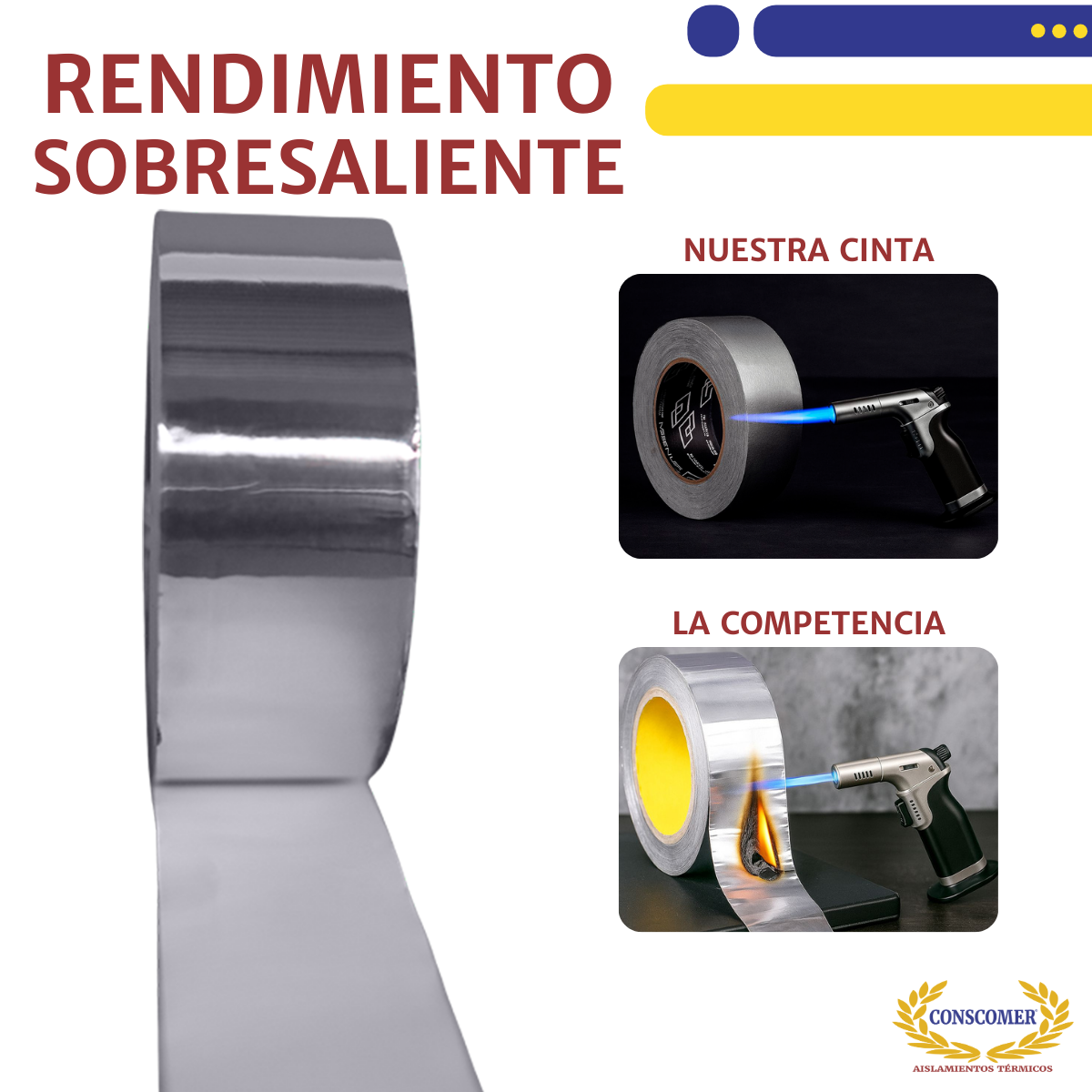 Cinta aluminio lisa 2 pulgadas x 45 metros conscomer