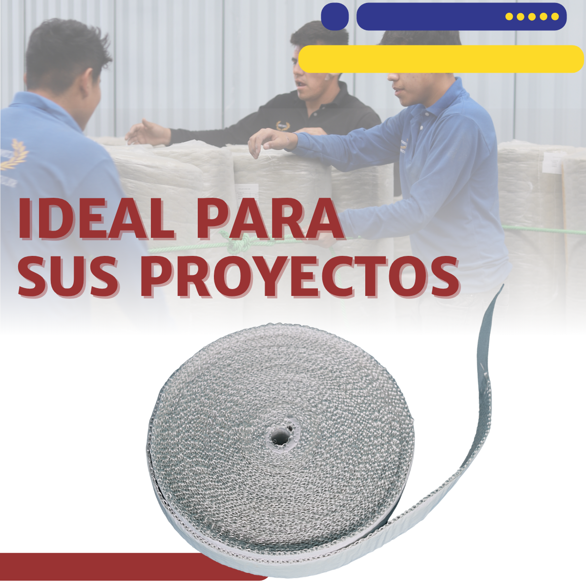 Cinta de fibra ceramica de 2" x 30m con adhesivo conscomer