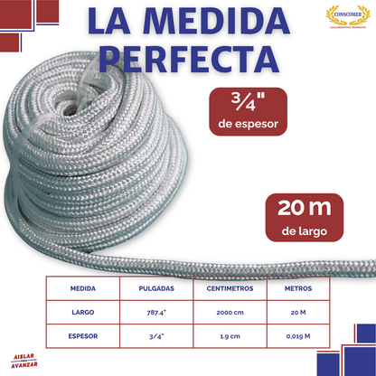 Cordon de fibra de vidrio de 3/4  x 20m conscomer