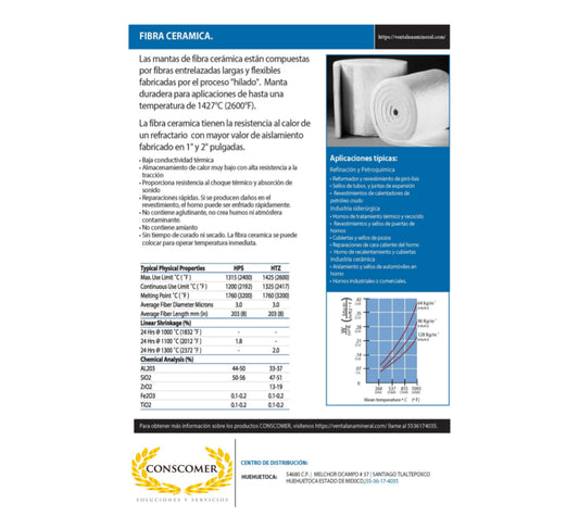 Fibra ceramica de 1kg de 1" conscomer