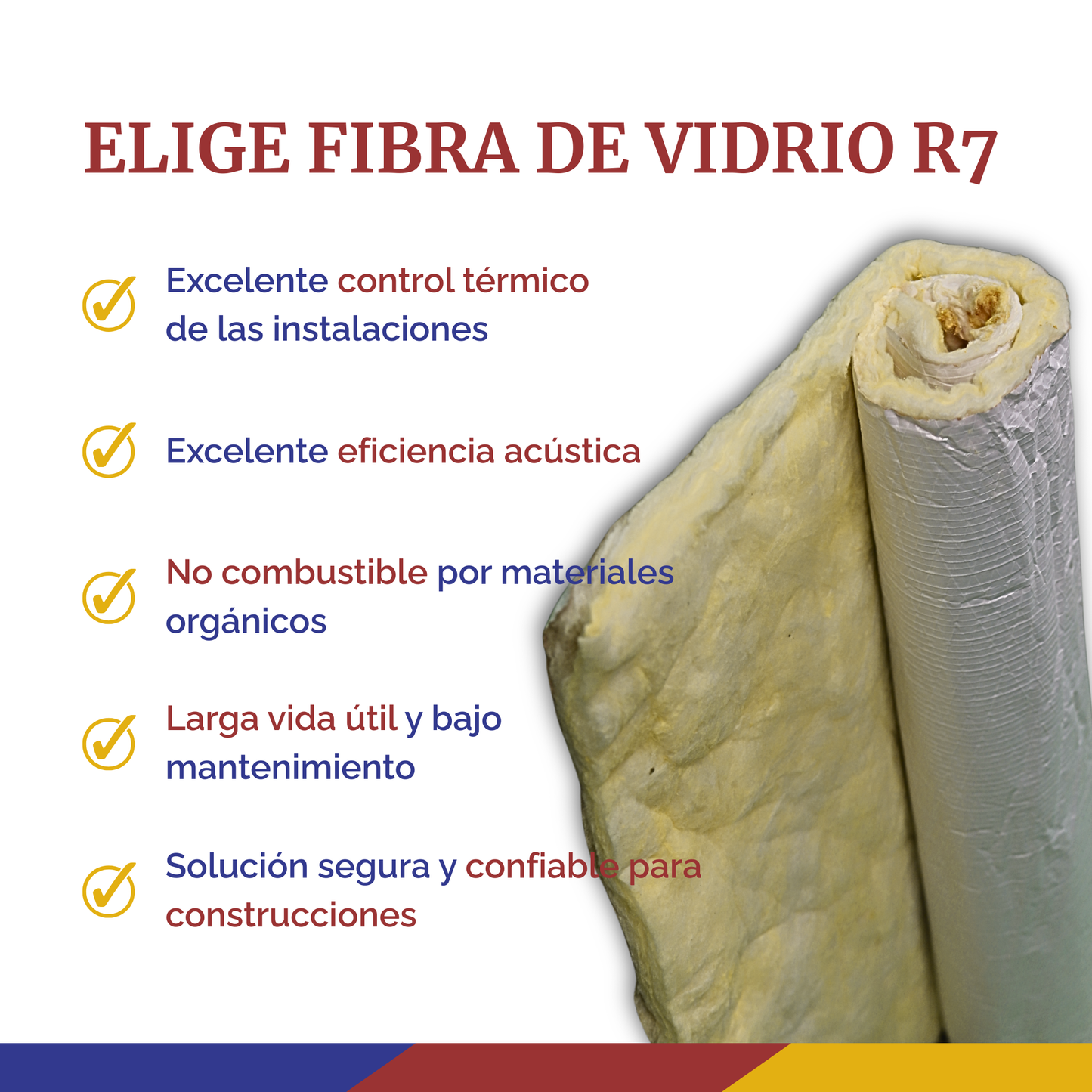 Aislante Térmico Fibra de Vidrio 2 Pulgadas Aluminio ASJ MBI R7 15.2 m conscomer