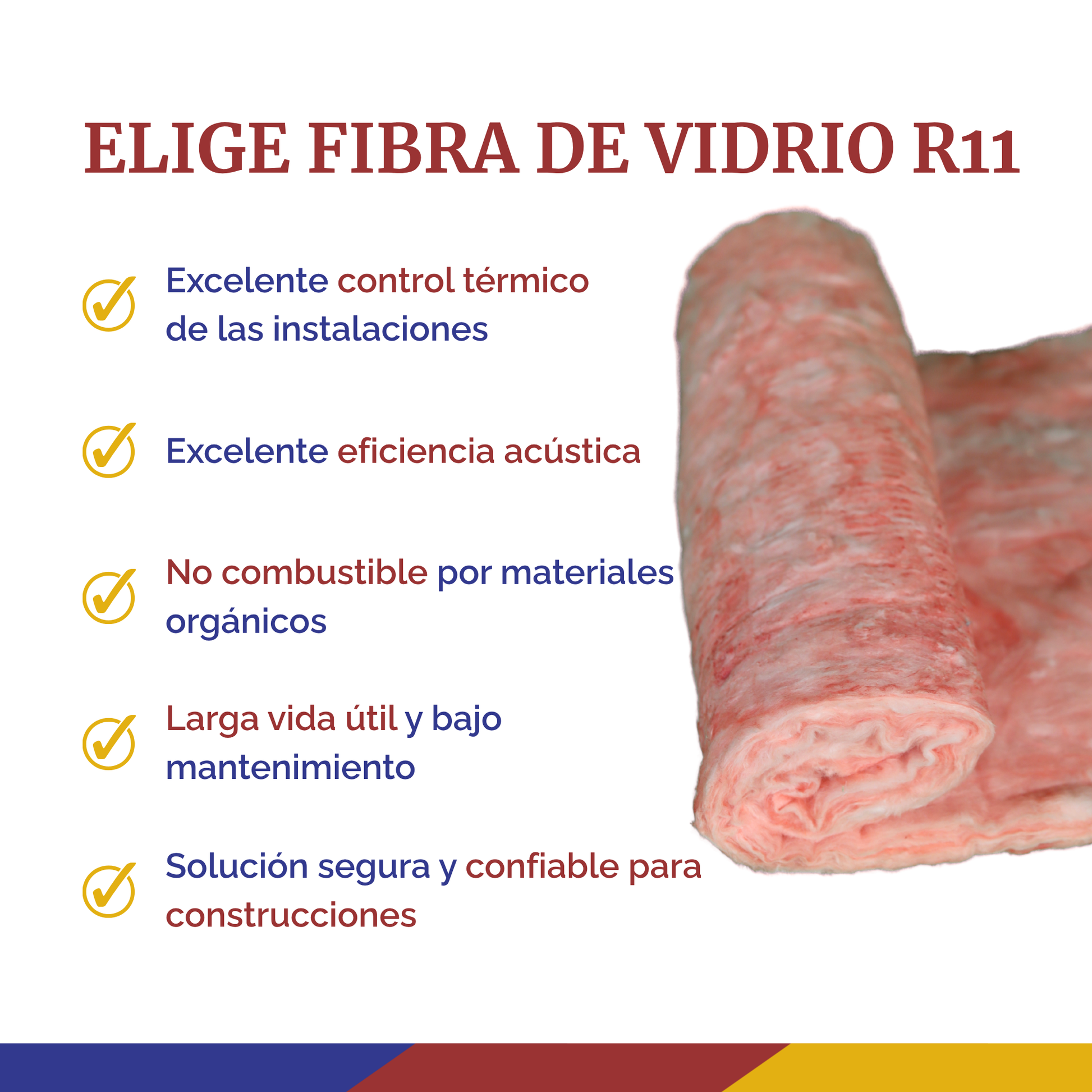 Rollo de Fibra de Vidrio Tipo Aislahogar R11 0.61 m x 15.24 m x 3 1/2” conscomer