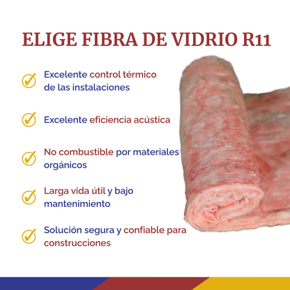 Rollo de Fibra de Vidrio Tipo Aislahogar R11 0.61 m x 15.24 m x 3 1/2” conscomer