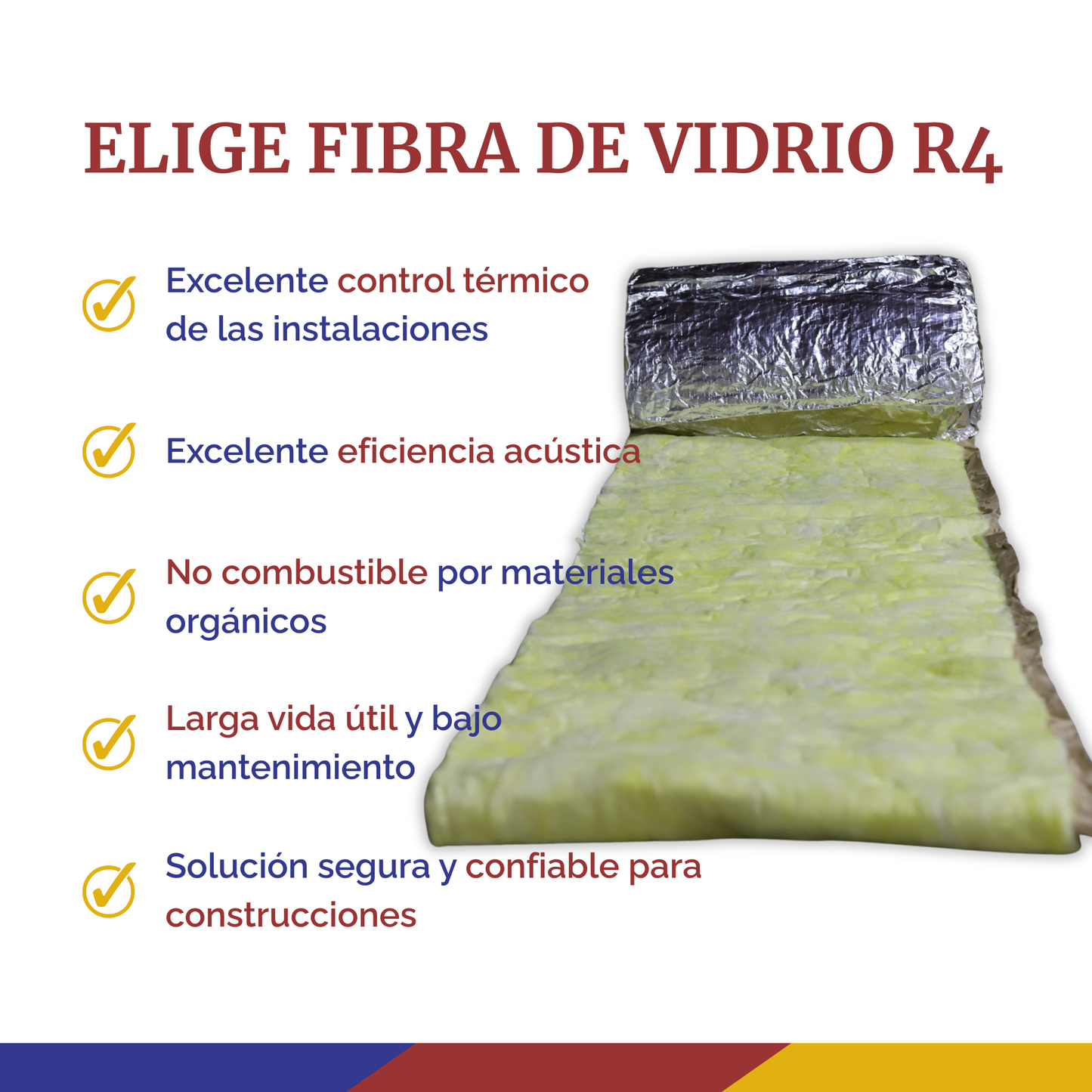 Aislante Térmico Fibra de Vidrio 1 Pulgada Aluminio RF-3100 15.2 m conscomer
