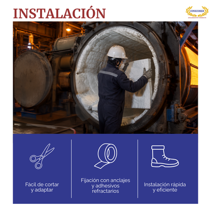 Fibra cerámica 2 pulgadas | 0.6mts x 3.81mts 8lbs | 1260°C conscomer