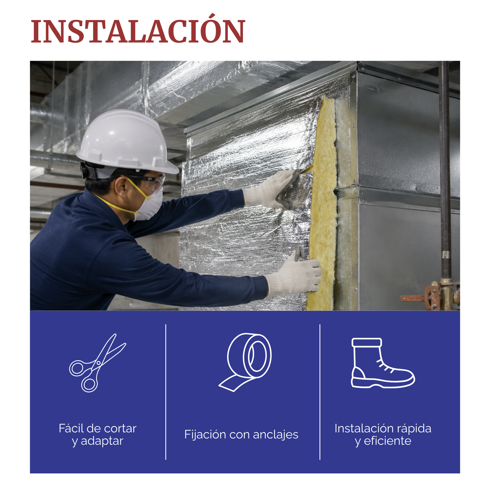 Aislante Térmico Fibra de Vidrio 1 Pulgada Aluminio RF-3100 15.2 m conscomer