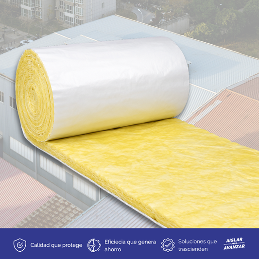 Aislante Térmico Fibra de Vidrio 2 Pulgadas Aluminio ASJ MBI R7 15.2 m conscomer
