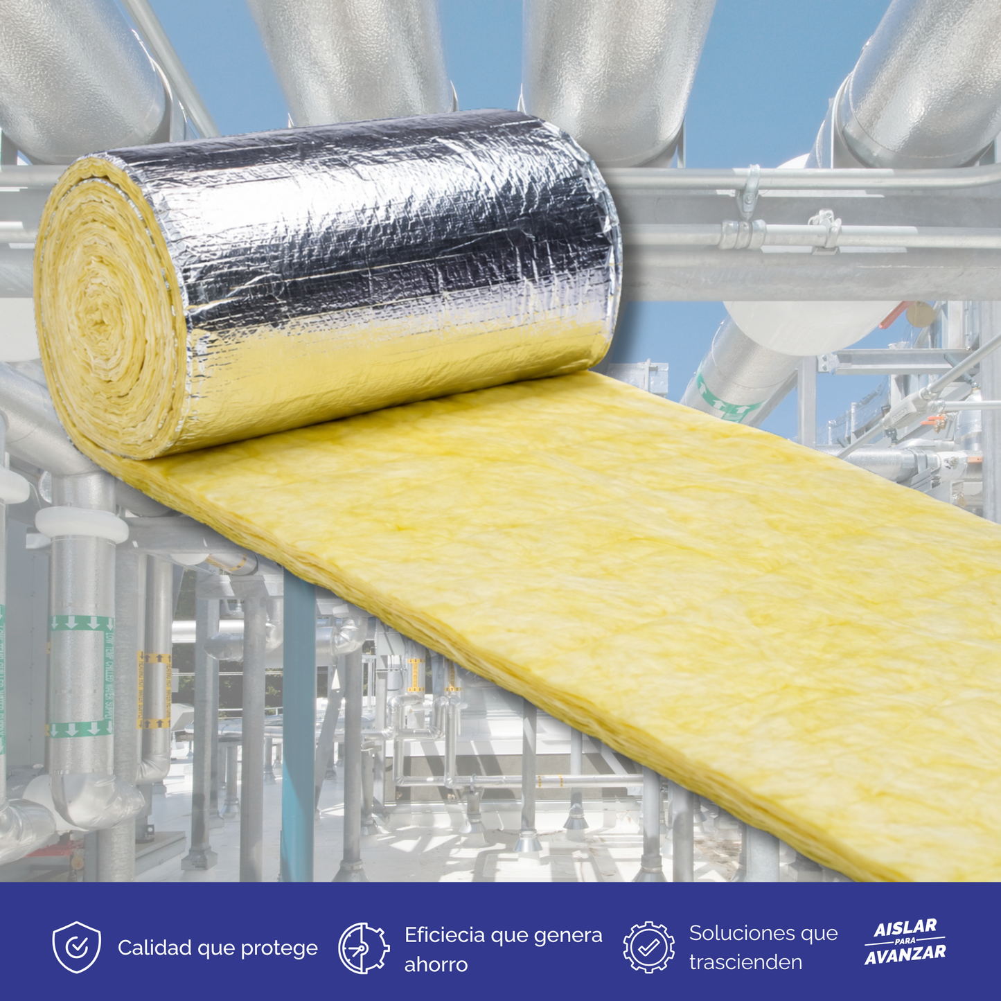 Aislante Térmico Fibra de Vidrio 1 Pulgada Aluminio RF-3100 15.2 m conscomer