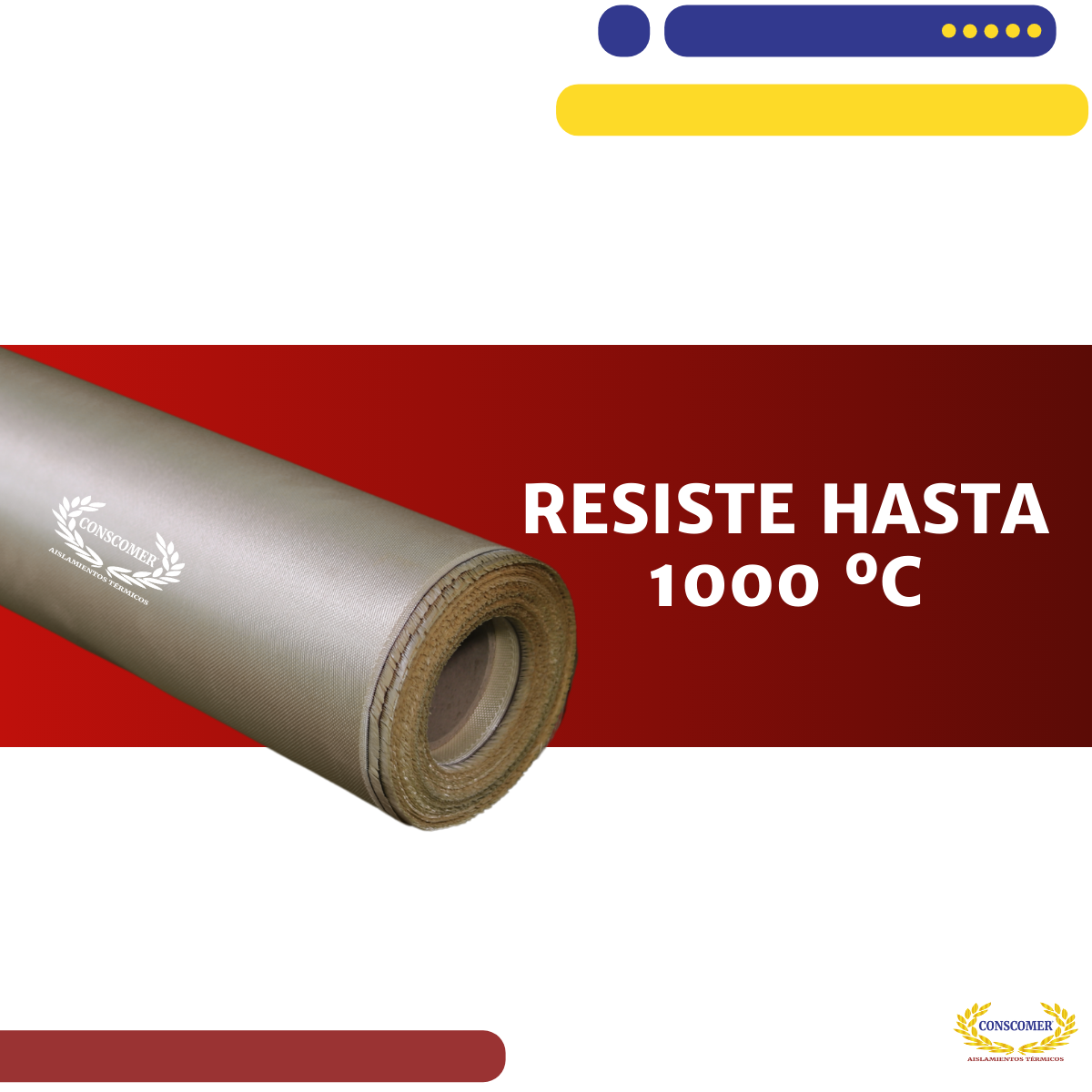 Tela de fibra de vidrio Silice 1m X 50mts Color Caramelo conscomer