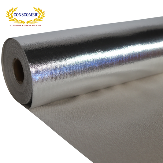 Tela de fibra de vidrio aluminizada para alta temperatura 1.52 x 45 m