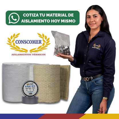 Fibra cerámica 1 pulgada | 0.6mts x 7.20mts 8lbs | 1260°C conscomer
