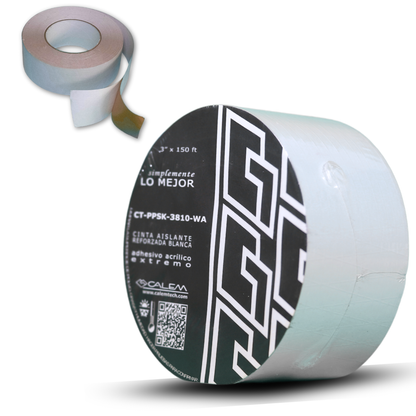 Cinta de papel aluminio reforzada ASJ blanco de 2 pulgadas x 45 metros
