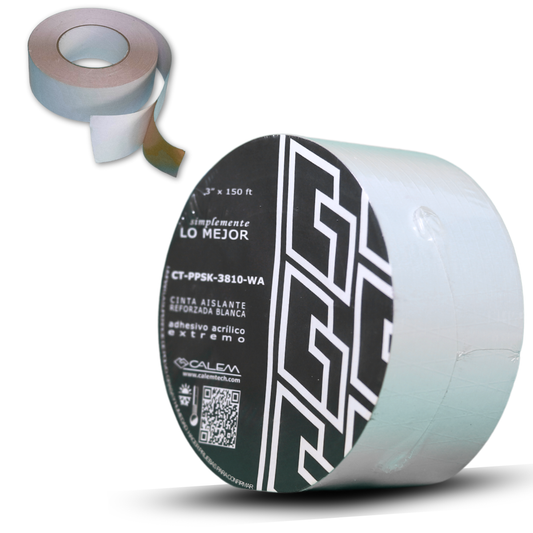 Cinta de papel aluminio reforzada ASJ blanco de 2 pulgadas x 45 metros