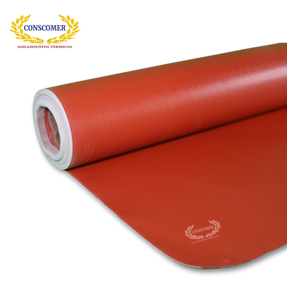 Tela siliconeada para alta temperatura 1.52mts largo: 45 mts terminado: ROJO conscomer